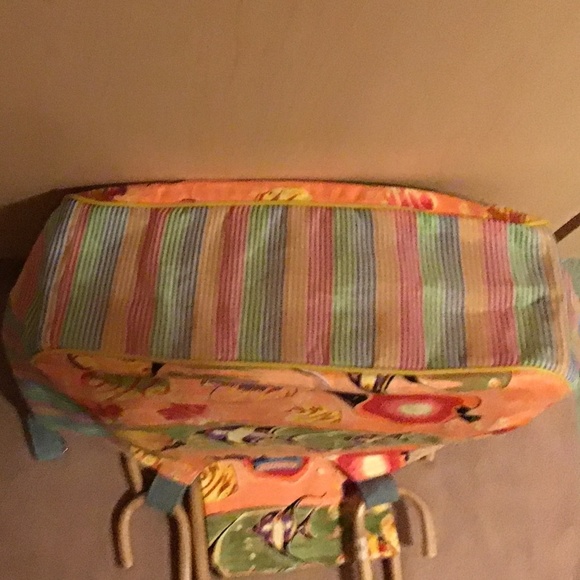 Anne Ormsby “ Surviving Stress” Carribean Themed Tote Bag with Bamboo Handlea - Picture 7 of 11